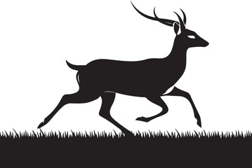 A wild Deer silhouette Illustration vector .