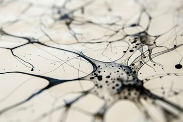 Monochrome neurographic design with dynamic lines and dots.