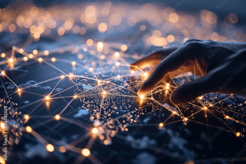 Poster global business internet network internet connection of things business intelligence, ai generated