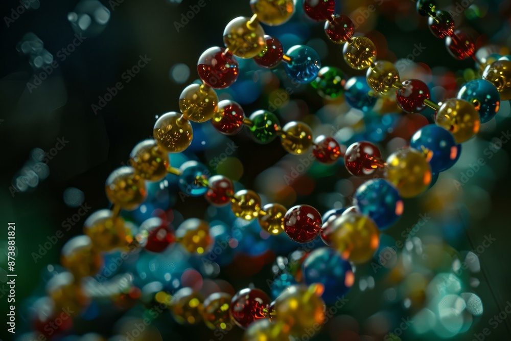 Aufkleber vibrant and multicolored bead spiral with abstract and colorful bokeh pattern for crafting and jewel