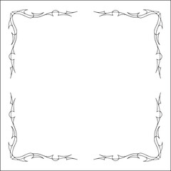 Elegant black and white vegetal ornamental frame with flowers, decorative border, corners for greeting cards, banners, business cards, invitations, menus. Isolated vector illustration.