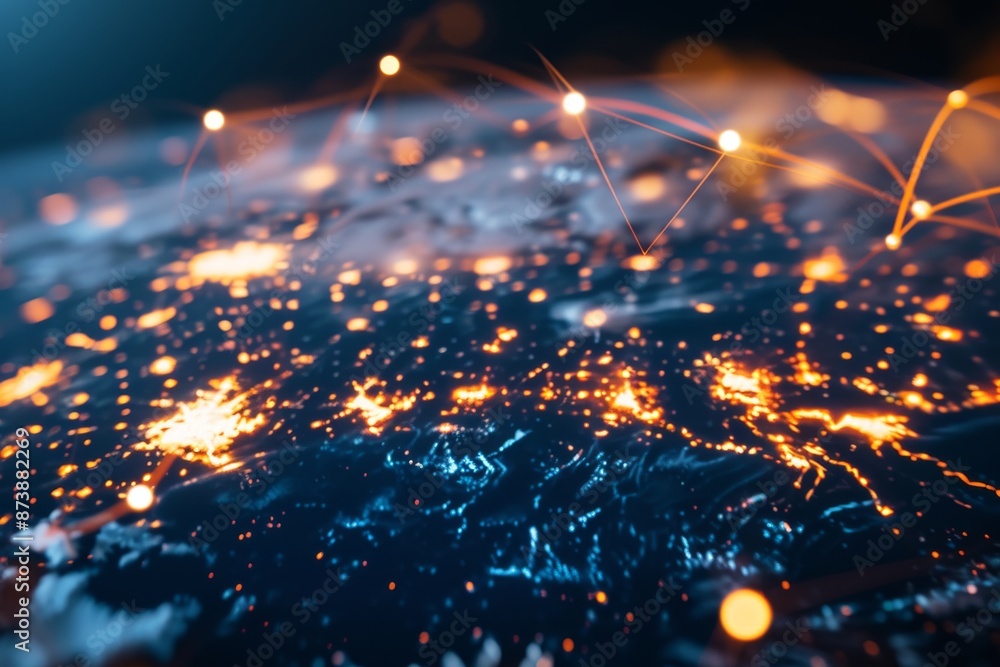 Poster global business internet network internet connection of things business intelligence, ai generated