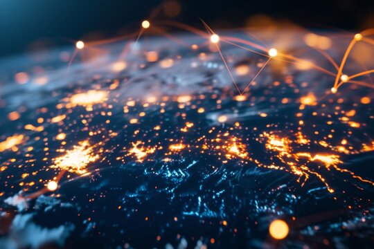 Global business internet network internet connection of things business intelligence, AI generated