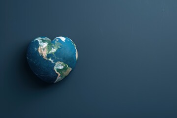 Naklejka premium A heart-shaped Earth globe on a blue background. A symbol of love for our planet.