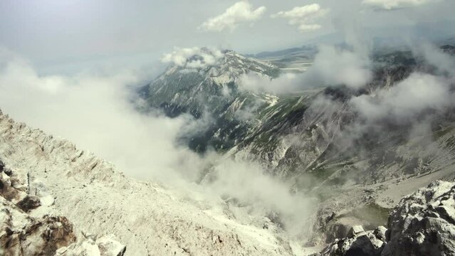 Time lapse of clouds on top of a mountain, Corno Grande Italia