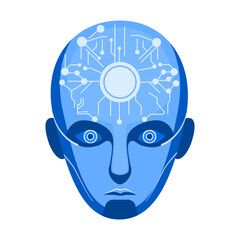Artificial Intelligence Robot Head Illustration