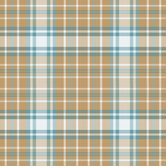 Tartan plaid. Scottish pattern in blue, beige and white cage. Scottish cage. Traditional Scottish checkered background. Seamless fabric texture For textile, packing