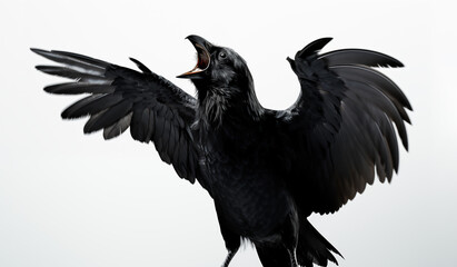 Fototapeta premium Black crow, spreading its wings