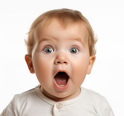 Cute baby, exaggerated expression.