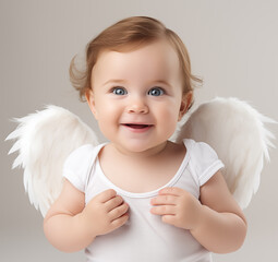 A cute baby with snow-white wings.