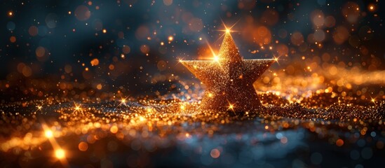 Golden Star on Sparkling Background