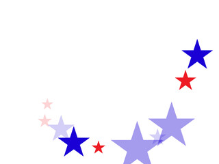  backdrop Vector Illustration, Blue and Red 4th of July Stars sparkles isolated on white.
