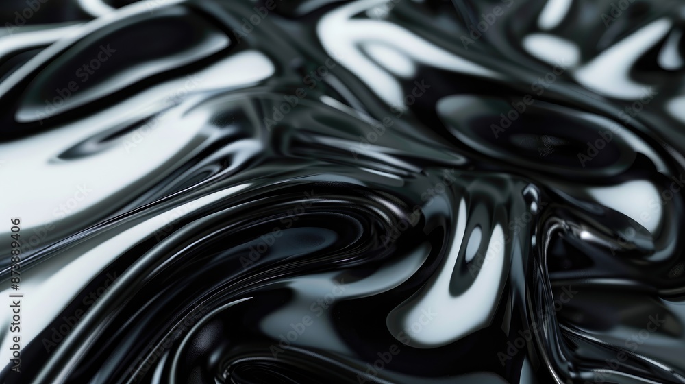 Poster blurred glossy black surface for text with abstract shape