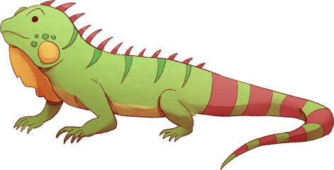 Fototapeta premium Iguana Watercolor Illustration