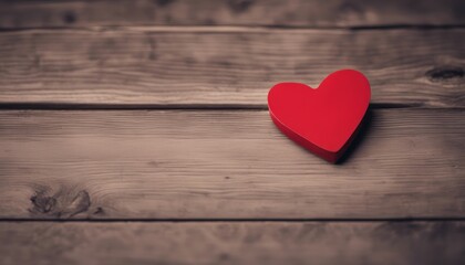 Happy Valentines Day. Red Heart on a wooden table.