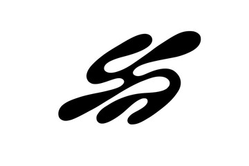 Random Shapes Organic Black Blobs. Outline 2d vector image. Sticker for social media. Backdrop.