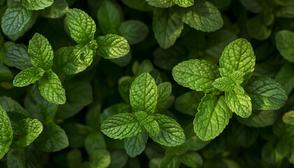 mint leaves in the garden