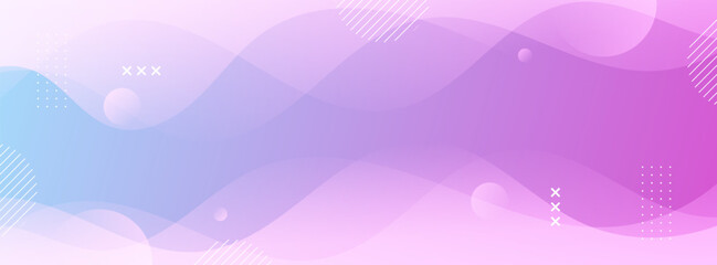 Banner background. Colorful. Blue and purple gradations. Memphis. Wavy abstract background. Trendy. Vector. Eps 10