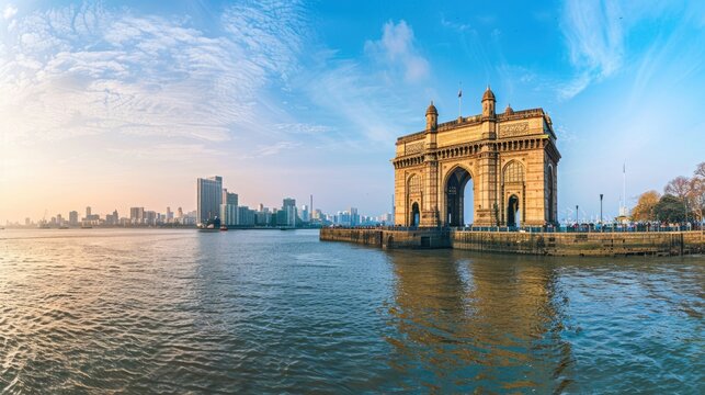 Bombay. Colonial Architecture of Ancient British Structure - Gateway of India in Mumbai, India