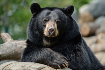 Asian Black Bear. Majestic Asiatic Mammal in the Wild of Asia