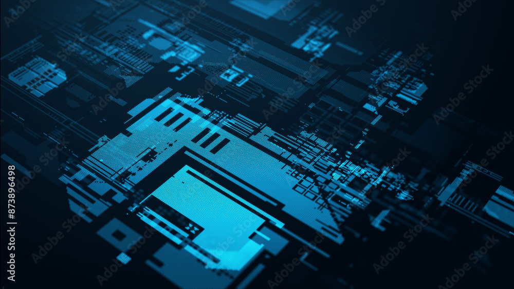 Poster abstract technological background. digital information. the concept of big data. 3d rendering.