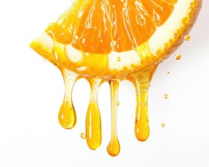 Dripping Fruit. Orange Juice Drops Falling from Halved Orange, Isolated on White Background