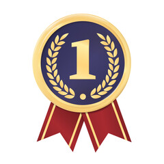 Vector 3d Realistic Gold Award Medal. The First place. Victory or Winner Concept