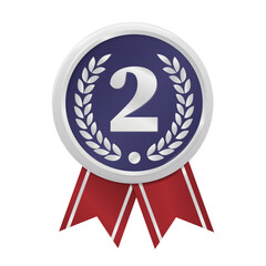 Vector 3d Realistic Silver Award Medal. The Second place. Victory or Winner Concept