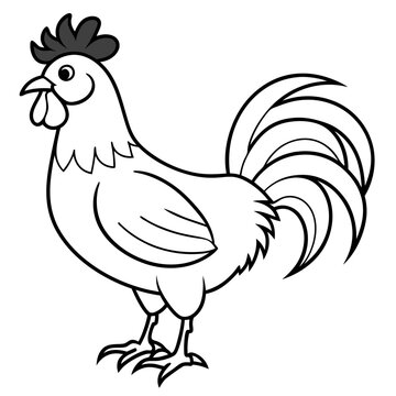 recommend clip art: rooster outline coloring vector illustration