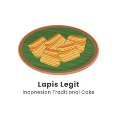 Hand drawn vector illustration of lapis legit traditional Indonesian layers cake