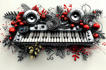 Musical Instrument Sticker Set, Colorful Colors, Idea for Business Cards and Stickers, Children's Books, Badges