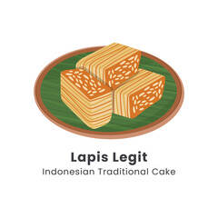 Hand drawn vector illustration of lapis legit traditional Indonesian layers cake