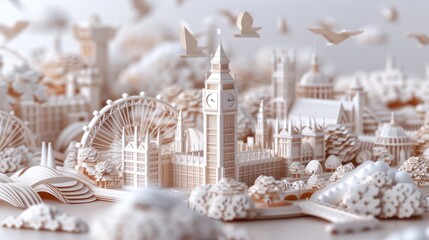 Obraz premium Intricate Paper Layer Art of Big Ben in London with Realistic Details and Depth, Generative Ai