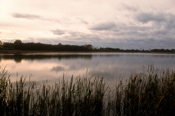 coucher de soleil, Etang,  La Dombes, 01, Ain, France