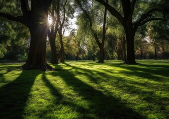 Obraz premium Beautiful sunrise in the place with green scenery 