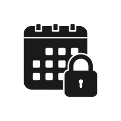 Lock schedule. Calendar and padlock icon flat style isolated on white background. Vector illustration