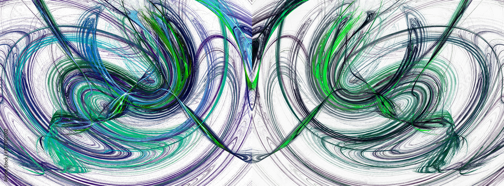 Poster abstract light, symmetrical background with wavy lines and swirls. abstract fractal texture. 3d rend