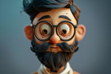3D cartoon character man for children comics generative AI concept