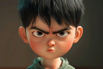 Ai generated digital 3d image in cartoon style of funny cute small boy