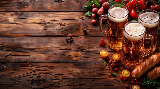 oktoberfest banner, celebrate oktoberfest with a custom party banner featuring german beer, sausages, and room for personalized text