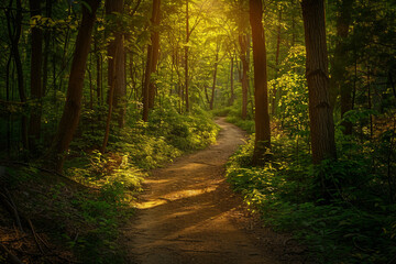 Obraz premium Picture of summer day green forest landscape AI generative