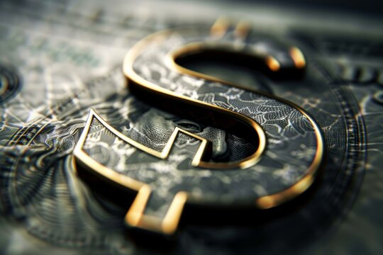 Detailed closeup of a golden litecoin emblem on a textured surface, symbolizing cryptocurrency