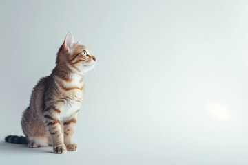 Obraz premium Cat Posing on White Background with Blank Space