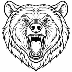 Obraz premium roaring gorilla head vector, simple line, good for mascot and coloring page