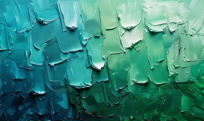 Fototapeta premium abstract expressionist painting texture background, bold strokes, gradient from emerald green to ocean blue