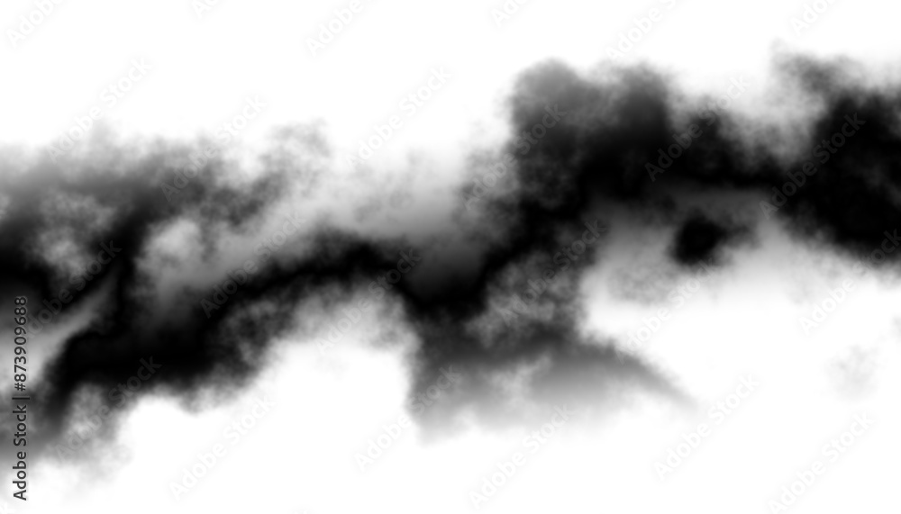 Aufkleber black smoke steam isolated transparent background. fog and mist effect for text or space. overlay wi