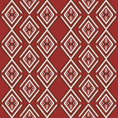 Seamless local fabric pattern Geometric figure on a red background