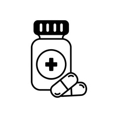 Medication and pill editable stroke outline icon isolated on white background vector illustration.