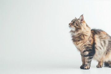Obraz premium Cat Posing on White Background with Blank Space
