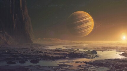 Obraz premium Dramatic Panoramic Visions of Otherworldly Planets in Our Boundless Solar System